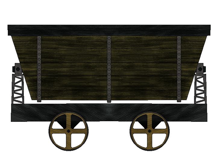 A wooden mine cart.